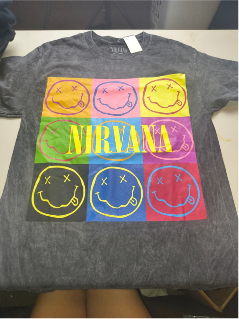 Women's Nirvana Graphic Tee Size S Black Multi-color Short Sleeve